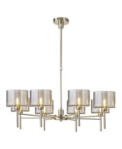 Giuseppe 85cm Telescopic/Semi Flush, 8 x G9, French Gold/Cognac Type C Shade