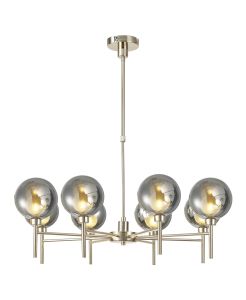 Giuseppe 84cm Telescopic/Semi Flush, 8 x G9, French Gold/Chrome/Frosted Type G Shade
