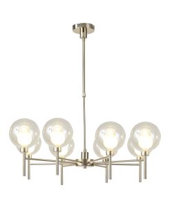 Giuseppe 84cm Telescopic/Semi Flush, 8 x G9, French Gold/Cognac/Frosted Type G Shade