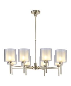 Giuseppe 84cm Telescopic/Semi Flush, 8 x G9, French Gold/Frosted/Clear Type H Shade