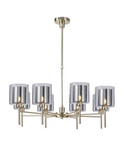 Giuseppe 84cm Telescopic/Semi Flush, 8 x G9, French Gold/Chrome/Clear Type H Shade