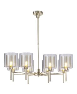 Giuseppe 84cm Telescopic/Semi Flush, 8 x G9, French Gold/Cognac/Clear Type H Shade