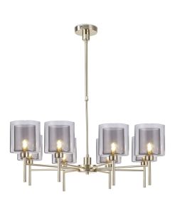 Giuseppe 84cm Telescopic/Semi Flush, 8 x G9, French Gold/Smoked/Clear Type H Shade
