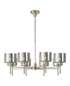 Giuseppe 85cm Telescopic/Semi Flush, 8 x G9, French Gold/Chrome Lined Type C Shade