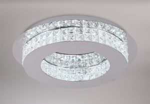 Golosita Ceiling Light, 1 x 18W LED, 4000K, 418lm, Polished Chrome/Crystal, 3yrs Warranty