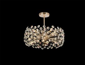 Hiphonic 45cm Semi Flush Pendant 8 Light G9 French Gold/Crystal