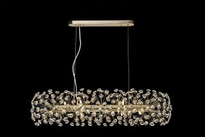 Hiphonic Oblong Linear Pendant 10 Light G9 French Gold/Crystal