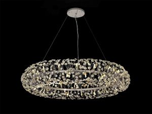 Hiphonic 1.4m Ring Pendant 36 Light G9 Polished Chrome/Crystal, Item Weight: 19.4kg