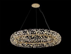 Hiphonic 140cm Pendant 1.4m Ring 36 Light G9 French Gold/Crystal, Item Weight:19.4kg