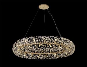 Hiphonic 1.4m Ring Pendant 36 Light G9 French Gold/Crystal, Item Weight:19.4kg