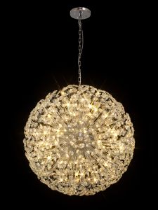 Hiphonic 100cm Sphere Pendant 48 Light G9 Polished Chrome / Crystal, Item Weight: 42.5kg