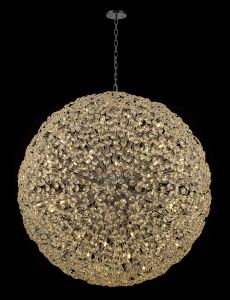 Hiphonic 1.5m Sphere Pendant 84 Light G9 Polished Chrome / Crystal, Item Weight: 100kg
