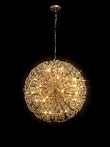 Hiphonic 80cm Sphere Pendant 24 Light G9 French Gold / Crystal, Item Weight: 19.7kg