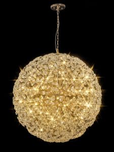 Hiphonic 1.2m Sphere Pendant 64 Light G9 French Gold / Crystal, Item Weight: 60kg