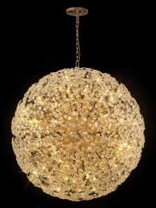 Hiphonic 1.5m Sphere Pendant 84 Light G9 French Gold / Crystal, Item Weight: 100kg