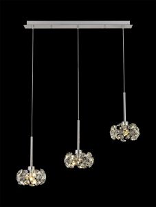 Hiphonic 3 Light G9 2m Linear Pendant With Polished Chrome/Crystal Shade