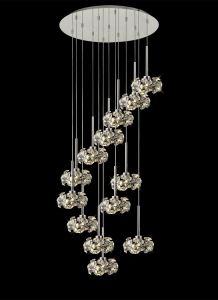 Hiphonic 63cm 13 Light G9 2.5m Round Multiple Pendant With Polished Chrome/Crystal Shade
