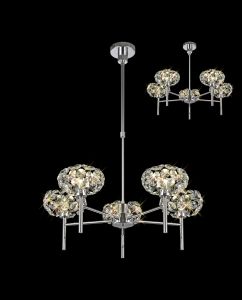 Hiphonic 67cm 5 Light G9 Telescopic Light With Polished Chrome/Crystal Shade