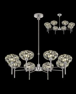 Hiphonic 87cm 8 Light G9 Telescopic Light With Polished Chrome/Crystal Shade