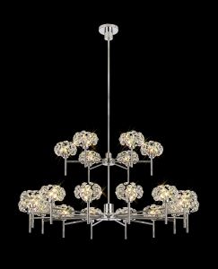 Hiphonic 122cm 20 Light G9 2-Tier Telescopic Pendant With Polished Chrome/Crystal Shade