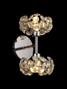 Hiphonic 2 Light G9 Switched Up/Down Wall Lamp With Polished Chrome And Crystal Shade