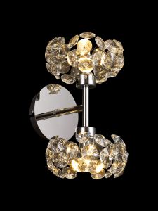 Hiphonic 2 Light G9 Switched Up/Down Wall Lamp With Polished Chrome/Crystal Shade