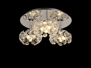 Hiphonic Round 3 Light G9 35cm Flush Light With Polished Chrome/Crystal Shade
