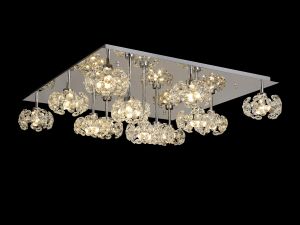 Hiphonic Square 13 Light G9 Flush Light With Polished Chrome Square/Crystal Shade, Item Weight: 17.2kg
