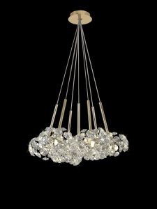 Hiphonic 51cm 7 Light G9 1.5m Cluster Pendant With French Gold/Crystal Shade