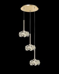 Hiphonic 37cm 3 Light G9 2m Round Pendant With French Gold/Crystal Shade