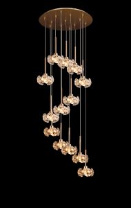 Hiphonic 63cm 13 Light G9 2.5m Round Multiple Pendant With French Gold/Crystal Shade