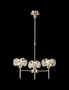 Hiphonic 57cm 3 Light G9 Telescopic Light With French Gold/Crystal Shade