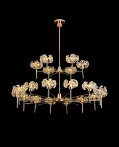 Hiphonic 122cm 20 Light G9 2-Tier Telescopic Pendant With French Gold/Crystal Shade