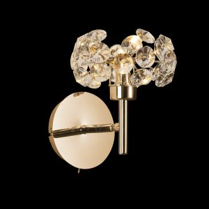 Hiphonic 1 Light Adjustable G9 Switched Wall Lamp With French Gold/Crystal Shade