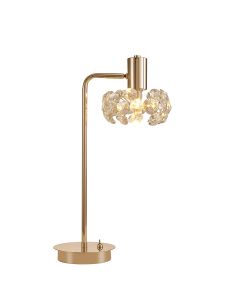 Hiphonic 1 Light G9 Reader Crystal Table Lamp, French Gold & Clear Crystal Shade