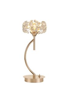 Hiphonic 1 Light G9 Vertical Crystal Table Lamp, French Gold & Clear Crystal Shade