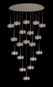 Hiphonic 97x57cm 19 Light G9 3.5m Oval Multiple Pendant With Polished Chrome/Crystal Shade, Item Weight: 18.4kg