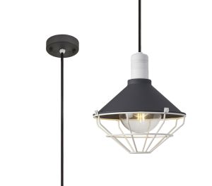 Hopestone 25cm Pendant, 1 Light E27, IP65, Anthracite/Matt White, 2yrs Warranty