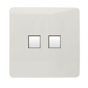 Trendi, Artistic Modern Twin RJ11 Telephone Ice White Finish, BRITISH MADE, (35mm Back Box Required), 5yrs Warranty