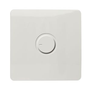 Trendi, Artistic Modern 1 Gang 1 Way Dimmer Switch, 200W (NOT LED) Ice White Finish, BRITISH MADE, (35mm Back Box), 5yrs Warranty