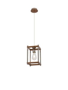 Orion Pendant, 1 x E27, Walnut/Polished Nickel