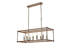 Orion Linear Pendant, 8 x E14, Walnut/Polished Nickel