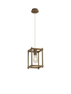 Orion Pendant, 1 x E27, Medium Oak/Antique Brass