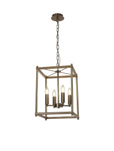 Orion Pendant, 4 x E14, Medium Oak/Antique Brass