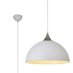 Illy 50cm Large Pendant, 1 x E27, Sand White/Satin Nickel