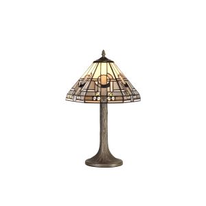 Kiddily 1 Light Tree Like Table Lamp E27 With 30cm Tiffany Shade, White/Grey/Black/Clear Crystal/Aged Antique Brass