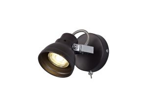 Latte Adjustable Switched Spotlight, 1 x GU10 (Max 10W LED), Oiled Bronze/Polished Chrome