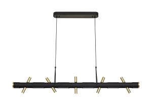 Lavazza Linear Pendant , 10 x 2W LED, 3000K, 2800lm, Sand Black, Gold, 3yrs Warranty