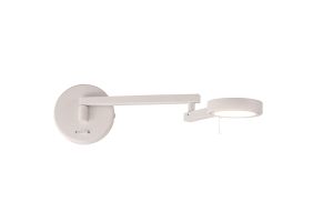 Legalbright Switched Adjustable Swing Arm Wall Lamp / Reader, 1 x 8W LED, 3000K, Sand White, 3yrs Warranty