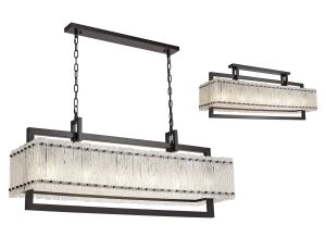 Lobster Large Linear Pendant, 12 Light E27, Matt Black/Crystal Sand Glass Item Weight: 20.2kg